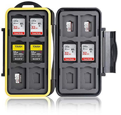 Ares Foto® Caja de protección • Almacenamiento de tarjeta de memoria para 12 SD y 12 Micro SD tarjetas • Funda guardar porta caja bolsa • New Edition 2020