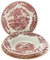 Churchill Earthware Decoro Drookpink - Servicio Platos, Porcelana, Color Blanco/Rojo, 18 Unidades