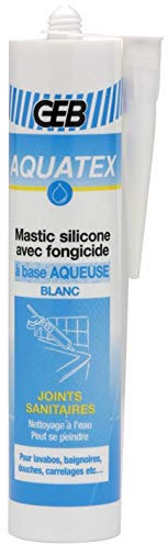 mastic silicone d'étanchéité sanitaire geb aquatex - cartouche de 310 ml - blanc
