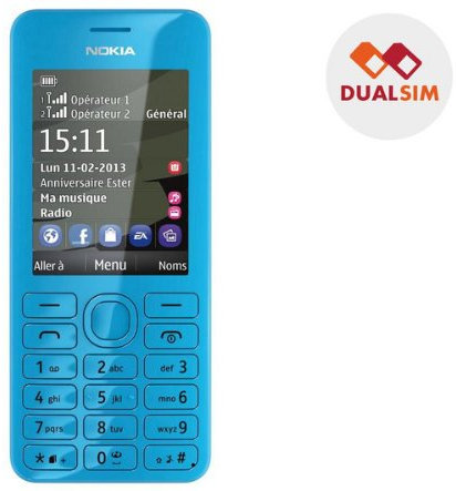 NOKIA Asha 206 blue - Mobile phone -The Asha 206 lets you switch from one SIM card to the other in one easy movement using Nokia Easy Swap, without having to turn your mobile off (ASHA 206 BLEU)
