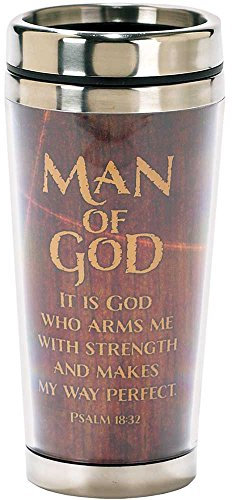 Dicksons Man of God Woodgrain Insulated 16 Oz. Stainless Steel Travel Mug with Lid
