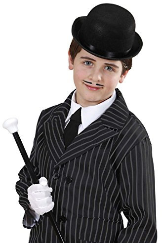 NET TOYS Bowler schwarz Melone Hut Kinder Chaplin Filzhut Gangster Kinderhut Mafia Kopfbedeckung 20er Jahre Accessoire Karneval Kostüm Zubehör