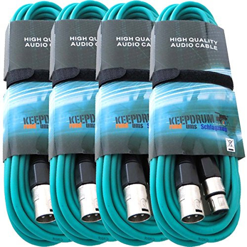 4 x 10 metros Keepdrum MC de 001 x x gr Cable de micrófono verde XLR Female/XLR Male