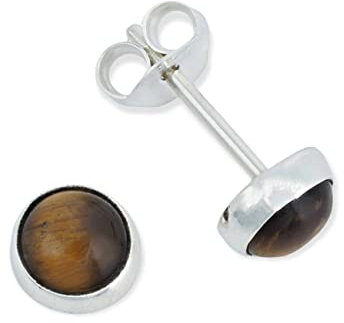 Ohrstecker 925 Silber Tigerauge brauner Stein Edelstein Ohrringe echt Silber Damen Sterling Silber Stecker Geschenk(MOS-038-18)