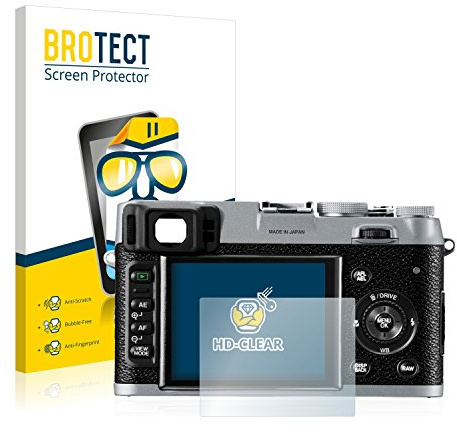 BROTECT Schutzfolie für Fujifilm FinePix X100 | 2 Stück Transparenter Displayschutz Made in Germany Klare Displayschutz-Folie Clear Einfache Montage Case-Friendly
