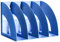 SAYEEC Schreibtisch-Organizer, Zeitschriften-Halter, für Dokumente, stabil, aus Kunststoff, 4 Fächer, Magazin-Halter, Schrank, zur Aufbewahrung und Präsentation, Organizer-Box, Blau