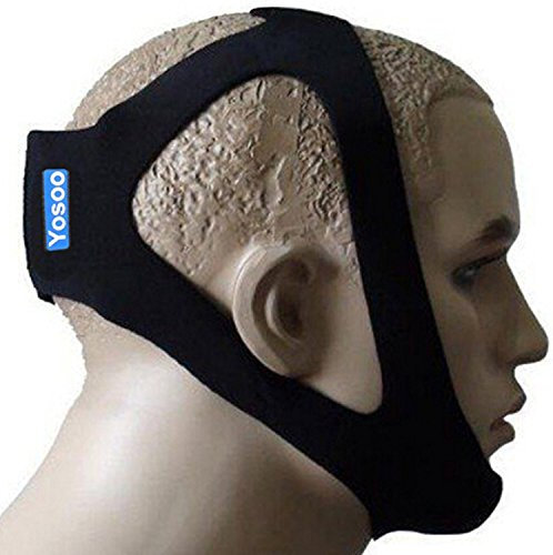 Kopfband Snore Stopper, schwarz, zum Schlafen Kinnhalter, Kinnhalter, reduziert / verhindert Schnarchen, bequem