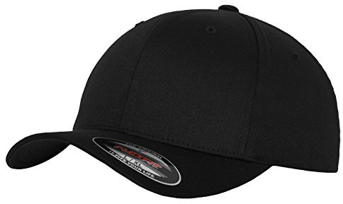 Flexfit Unisex Flexfit Wooly Combed Baseballkappe, blk/blk, XL-XXL.