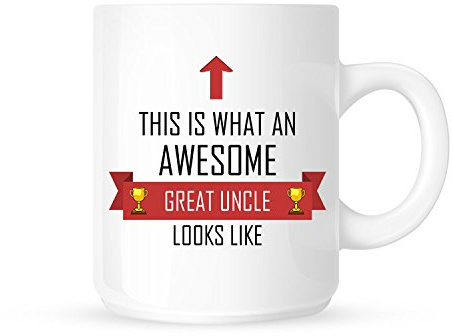 This Is What An Awesome Great Uncle Looks Like - Tea/Coffee Mug/Cup - Red Ribbon Design - Great Gift Idea