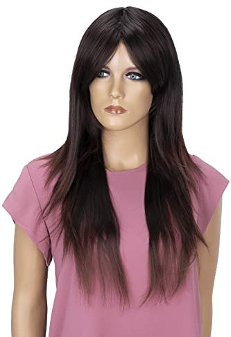 CAISHA 60cm Langhaar Perücke Romy Fashion Wig Cosplay Glatt Schokobraun FZ505d