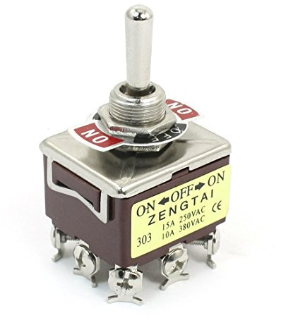 3 Posiciones 9 Pin Cierre Interruptor Conmutador 3PDT Rojo Ladrillo AC 380V 10A ON-OFF-ON