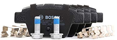 Bosch BP1009 - Brake Pads Car Rear Axle - Bosch Quality - Reduced Noise and Dust - ECE-R90 Certified - Copper-Free - 1 Set of 4 Pads - With Accessories | Bosch Quality - Reduced Noise and Dust - ECE-R90 Certified - Copper-Free