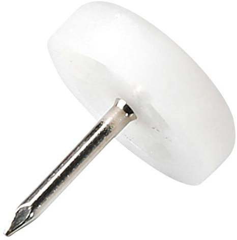 Adsamm® / 32 x Kunststoffgleiter mit Nagel / Weiß / Ø 18 mm / rund / Möbelgleiter mit Nagel / Möbel- und Bodenschutz in Adsamm® Qualität