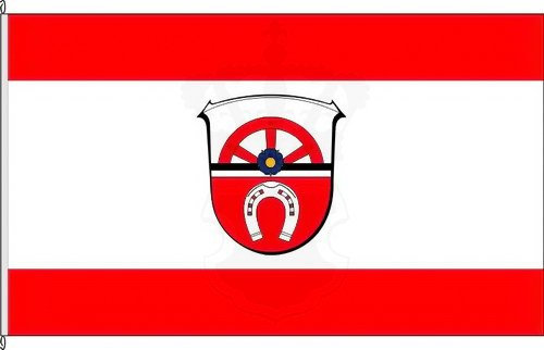 KÖNIGSBANNER Fahne Fahnenmast 150x250cm - Wöllstadt Banner Fahne inkl. Flaggenmast Befestigung - DE Flaggen für Garten, Boot, Mast uvw. Stabiles Gurtband + 3 Kunststoff-Karabinerhaken (4 teilig)