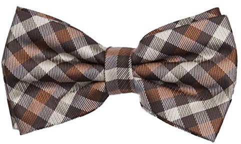 Fabio Farini - Elegante karierte Herren Fliege Querbinder für jeden Anlass in verschiedenen Farben Braun Beige