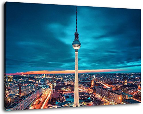 Fernsehturm in Berlin Format:80x60 cm Bild auf Leinwand bespannt, riesige XXL Bilder komplett und fertig gerahmt mit Keilrahmen, Kunstdruck auf Wand Bild mit Rahmen, günstiger als Gemälde oder Bild, kein Poster oder Plakat