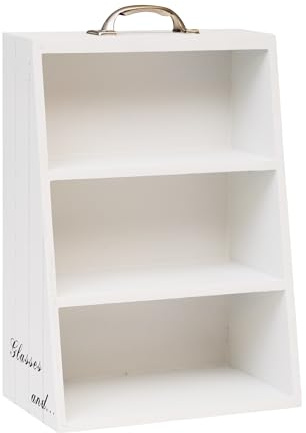 DRULINE Brillenregal Holz 3 Fächer Organizer Brillengestelle Ständer Brillen Halter Brillenhalterung Holz Landhaus Stil Deko Brillenhalter Brillenständer HolzVintage Look Brillenablage
