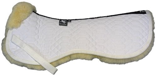 Engel Reitsport | SAKIS1-M-WEI-MED | Sattelkissen mit echtem Merino Lammfell | Fellrand vorne | Steppstoff Weiss Fell medizinisch | Grösse M
