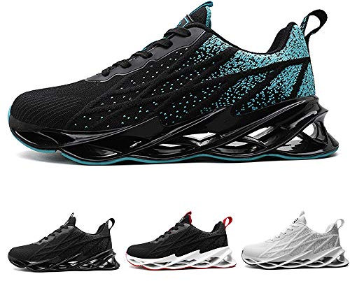 Herren Mode Laufschuhe Sportschuhe Straßenlaufschuhe Sneaker Joggingschuhe Lässige Fitness Stoßdämpfung Turnschuhe Black Blue 42