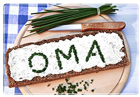 digital print Tischset mit Namen ''Oma'' Motiv Schnittlauch - Tischunterlage, Platzset, Platzdeckchen, Platzunterlage, Namenstischset