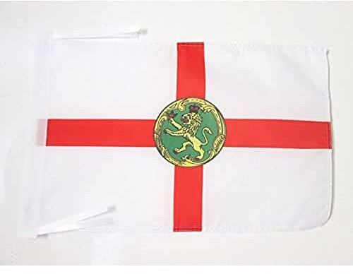 AZ FLAG - Drapeau Aurigny - 45x30 cm - Pavillon Île Anglo-Normande De Alderney 100% Polyester Avec Deux Cordelettes - 20g