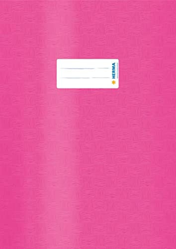 HERMA 7452 Heftumschläge A4 Bast Pink, 25 Stück, Hefthüllen mit Beschriftungsetikett & Baststruktur aus strapazierfähiger & abwischbarer Polypropylen-Folie, Heftschoner Set für Schulhefte, farbig