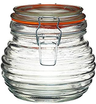 KitchenCraft Home Made Honey Jar with Airtight Silicone Seal, Glass, 650 ml
