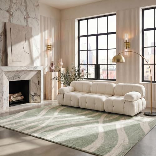 SAFAVIEH Distressed Teppich für Wohnzimmer, Esszimmer, Schlafzimmer - Adirondack Collection, Kurzer Flor, Salbei und Sahne, 240 X 300 cm