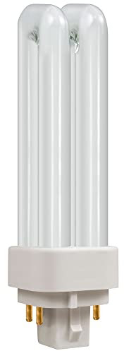 Crompton Lamps CFL PLC-E 10W G24q-1 Dimmable Double Turn DE-Type 4000K Cool White Frosted 600lm 4-Pin Energy Saving Push Fit Compact Fluorescent Opal Light Bulb