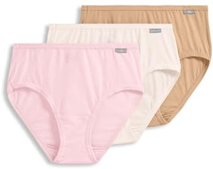 Jockey Women's Underwear 100% Cotton Elance Bikini - 3 Pack, Ivory/Light/Pink Shadow, 7
