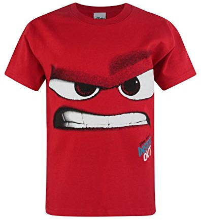 Disney T-Shirt for Boys Inside Out Anger Face Red Top Kids Girls 3-4 Years