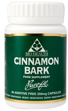 Bio-Health Cinnamon Bark 350mg, Blood Sugar Support, 60 Capsules | Supports Cardiovascular Health, Cholesterol and Blood Sugar Control, Suitable for Vegetarians and Vegans