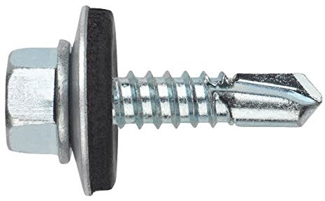 INDEX Fixing Systems DIN-7504-K + ARVUL - Pack de 80 tornillos autotaladrantes de cabeza hexagonal con arandela estampada (recubrimiento cincado, 4,8 x 25 mm, P14)