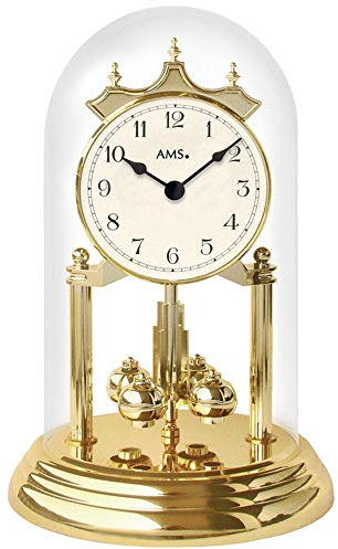 AMS Jahresuhr aus Kunststoff Quarzuhr Jahresuhr Quarz Messingoptik Haube Mineralglas