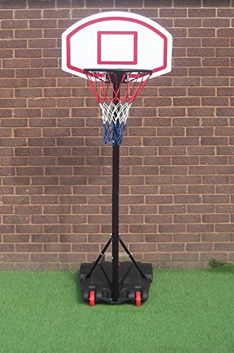 Mobiler Basketballkorb mit Rollen | verstellbare Korbhöhe 165-205 cm - Backboard 71 x 45 cm