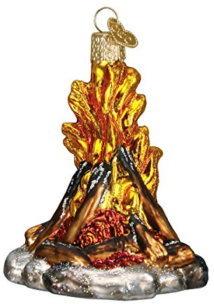 Old World Christmas Campfire Glass Blown Ornament for Christmas Tree, Handcrafted Holiday Decoration, Camping Collection
