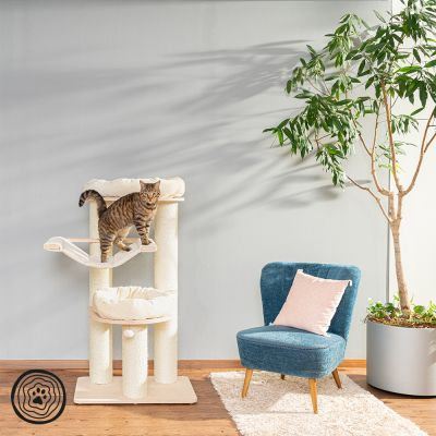 Natural Paradise – Kratzbaum Amaryllis L | Mit Dicken Sisalstämmen | H 127,5 x L 101 x B 79 cm (Creme)
