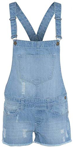 NEW KIDS GIRLS DENIM STRETCH LIGHT WASH PLAYSUIT JUMPSUIT DUNGAREE SHORTS
