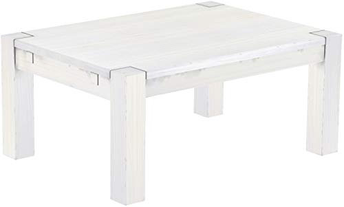 B.R.A.S.I.L.-Möbel Brasilmöbel Couchtisch Rio Kanto 100x73 cm Pinie Weiß Wohnzimmertisch Holz Tisch Pinie Massivholz Stubentisch Beistelltisch Echtholz Größe und Farbe wählbar