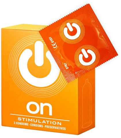 ON) Kondome Stimulation I 54 mm Breite I 3 Stück Packung I Premium Kondome genoppt I dünne 0,07 mm Wandstärke I Kondome vegan I Kondome für Männer I Condoms for men