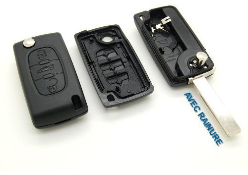 Citroën - Carcasa con Mando a Distancia para Llave Compatible con Citroën C4 Picasso (3 Botones, con Ranura)