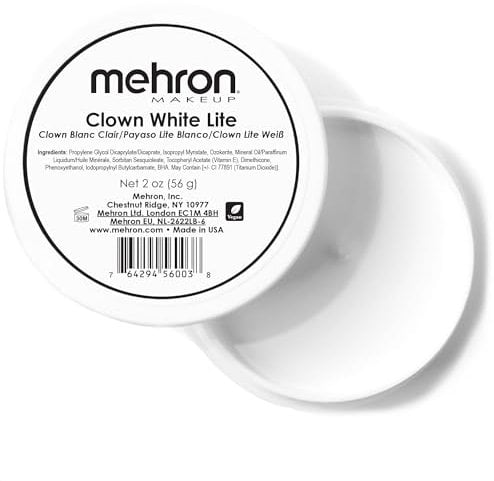 Mehron Clown White Lite | Professionelle Gesichts- und Körperfarbe | Weiße Creme-Gesichtsfarbe | Weißes Gesichtsmake-up für Clown-Make-up, Bühne, Film, Cosplay, Pantomime und Halloween (56 g)