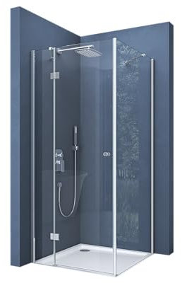 doporro Box Doccia 90x90x190cm, Cabina Bagno Vetro di Sicurezza ESG Vetro Trasparente Incluso Rivestimento Facile da Pulire Ravenna05k