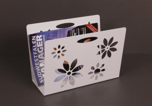 Zeitungsständer, Flower HxBxT: 23x32x12 cm, weiß/Made in Germany, Marke: Szagato (Zeitungshalter, Zeitschriftenständer)