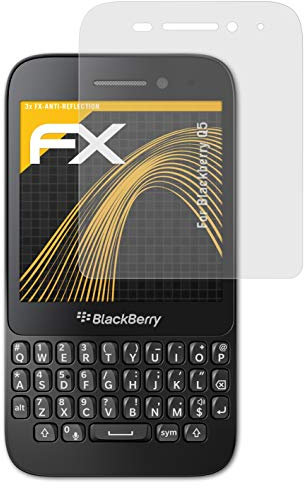 atFoliX Panzerfolie kompatibel mit Blackberry Q5 Schutzfolie, entspiegelnde und stoßdämpfende FX Folie (3X)