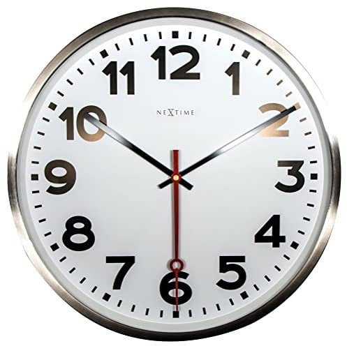 NeXtime 3127AR Wanduhr SUPER STATION rund, Bahnhofsuhr groß ø 55 cm