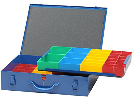 hünersdorff Doppel-Metall-Kleinteile-Koffer 59 Einsatzboxen, dunkelblau, 1 Stück, 621000