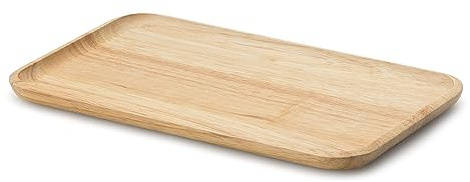 Continenta rechteckige Brotzeitplatte aus Gummibaumholz, Servierschale, Serviertablett mit erhöhtem Rand, Größe: 22 x 13 x 1,2 cm, 1 Stück