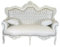 Casa Padrino Barock 2er Sofa Master Weiß Lederoptik/Weiß mit Bling Bling Glitzersteinen - Wohnzimmer Couch Möbel Lounge