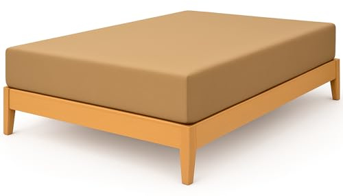Spannbettlaken aus 100 % ägyptischer Baumwolle, Extratiefe 40 cm, beige, Einzelbett